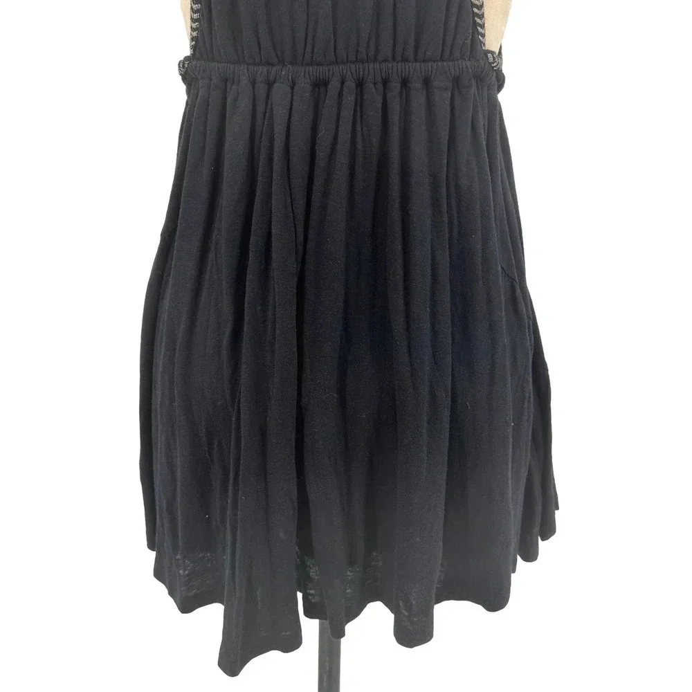 Free People Lovers Cove Embroidered Tassel Mini Dress in Black Size XS‎